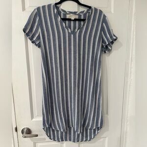 lightly used cloth and stone linen striped blue and white dress size XS